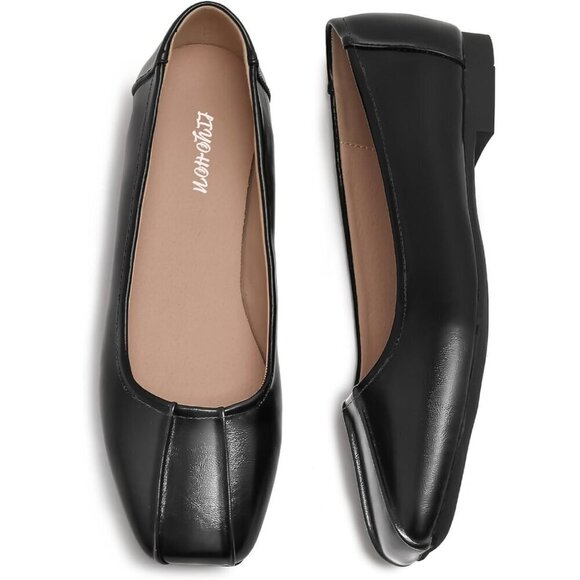 Frtroin Flats Shoes Women Black Lambskin Insole & Soft Leather Ballet Shoes - Picture 1 of 9